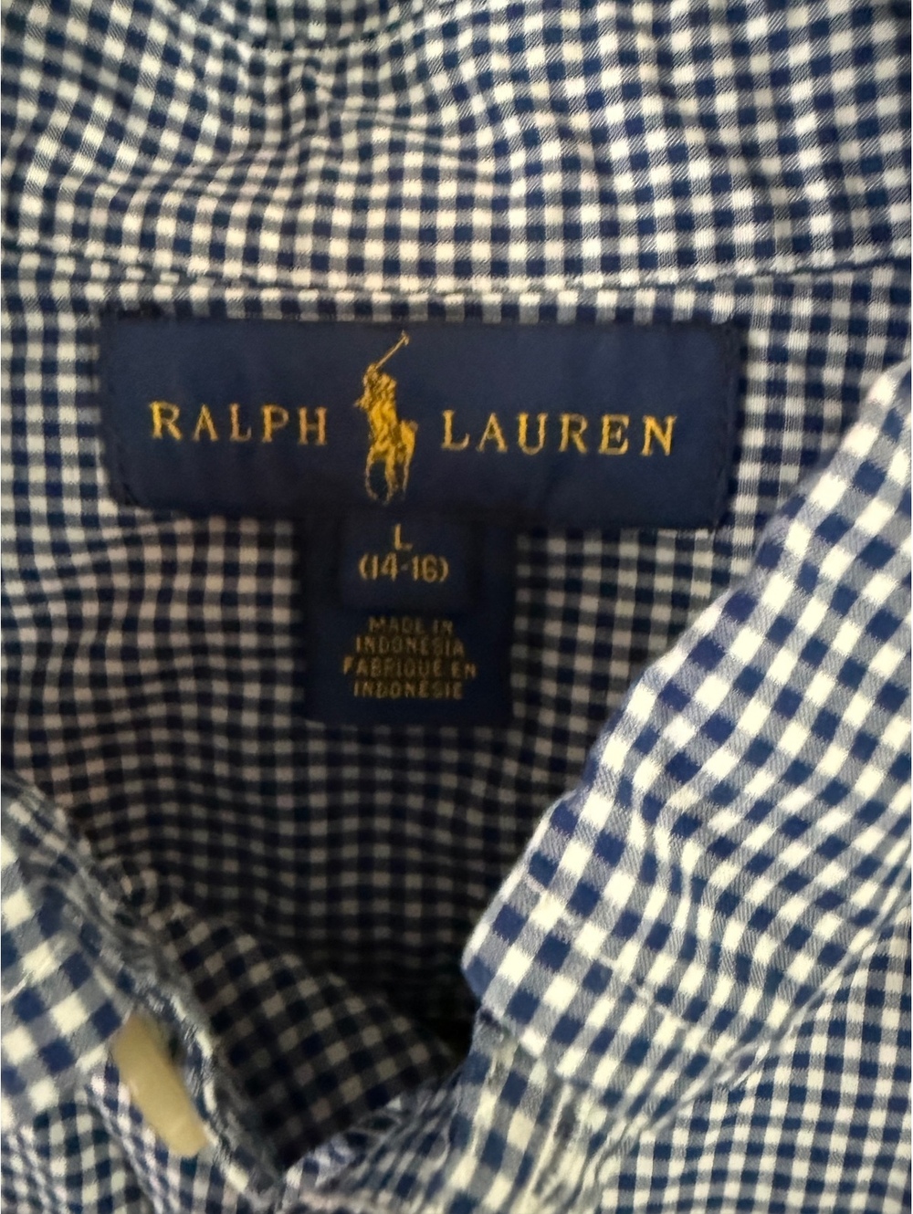 Ralph Lauren Boys' Blue Checkered Button-Down Shirt Size L (14-16) - Picture 3 of 6